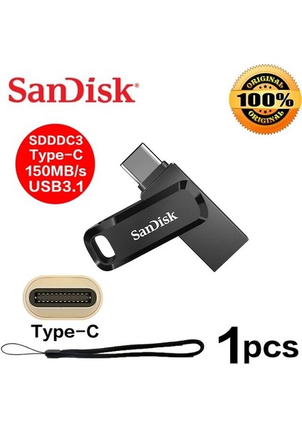 Sdddc3-1 Adet 32 GB Sandisk 1 Tb Sdddc4 USB 3.1 Flash Sürücü Tip-C 128 GB 256 GB 32 GB 64 GB Telefon Mikro USB 3.0 Otg Flash Sürücü Sdddc3 512 GB Kalem Sürücü (Yurt Dışından)
