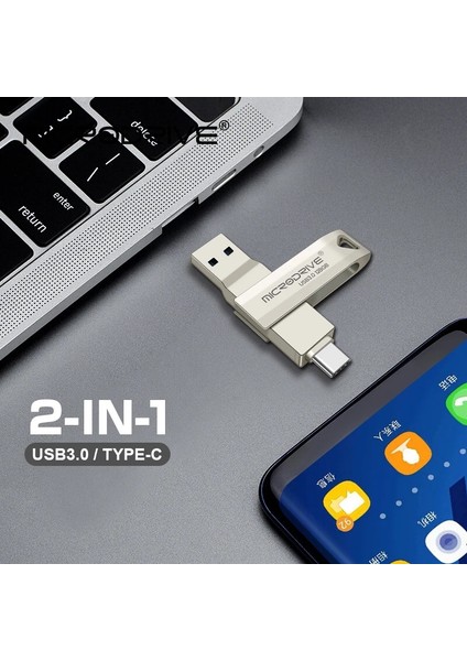 64GB Microdrive USB Stick 2'si 1 Arada Otg USB Disk Speicherstick 64G 128GB 256GB Usb3.0 Flash Sürücü Tip C Dizüstü Bilgisayar/macbook/tablet/telefon Için (Yurt Dışından)