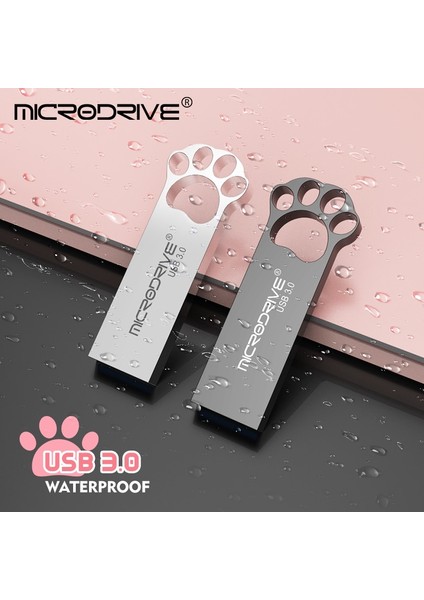 Gümüş 128 GB Kedi Pençe Metal USB 3.0 Flash Sürücü 16 GB 32 GB Kalem Sürücü Su Geçirmez Pendrive 64 GB 128 GB Flash Sürücü U Disk Hafıza Sopa Hediye (Yurt Dışından)