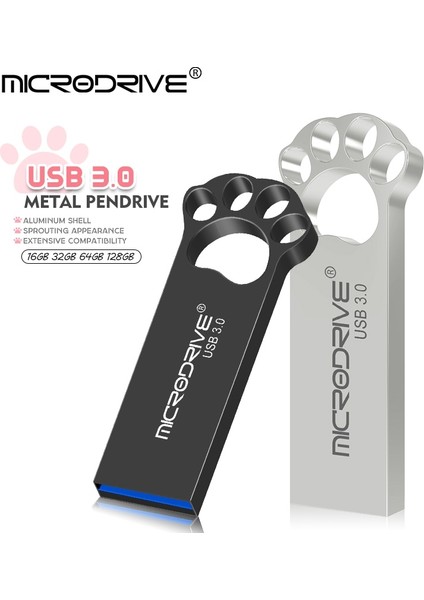 Gümüş 128 GB Kedi Pençe Metal USB 3.0 Flash Sürücü 16 GB 32 GB Kalem Sürücü Su Geçirmez Pendrive 64 GB 128 GB Flash Sürücü U Disk Hafıza Sopa Hediye (Yurt Dışından) fırsatları