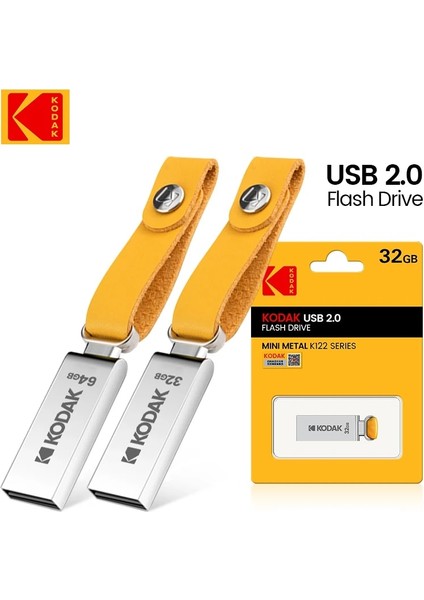 64GB Yeni Kodak Metal Flash Sürücü Usb2.0 Pendrive 32GB 64GB Mını U-Diskb Memoria Usb2.0 Yüksek Hızlı Pc Arabalar Için Arazi Tuşları Için (Yurt Dışından) fırsatları