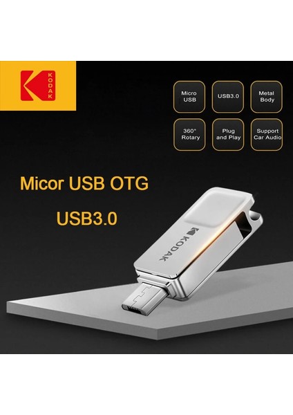 K223C N Adaptör 128GB Kodak USB Flash Sürücü 32G Mini Metal Pendrive 64GB Memory Stick 128GB Usb3.0 Su Geçirmez U Disk Otg Type-C Akıllı Telefon Android Için (Yurt Dışından)