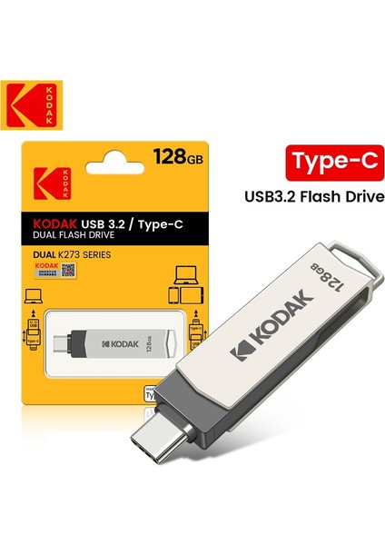 128 GB 2 Adet Kodak K273 USB Flash Sürücüler Yüksek Hızlı 128 GB U Disk Usb3.2 32 GB 64 GB Metal Otg Sopa 100% Orijinal (Yurt Dışından)