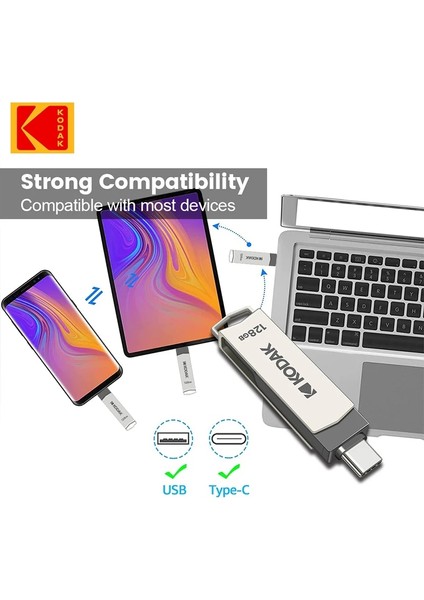 128 GB 2 Adet Kodak K273 USB Flash Sürücüler Yüksek Hızlı 128 GB U Disk Usb3.2 32 GB 64 GB Metal Otg Sopa 100% Orijinal (Yurt Dışından)