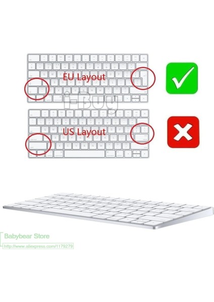 Yeşil Apple Magic Klavye Için Silikon Klavye Kapak Koruyucu Sihirli Klavye Euro Ab Ingılızce Avrupa Sihirli Kablosuz Klavye (Yurt Dışından) fiyatları