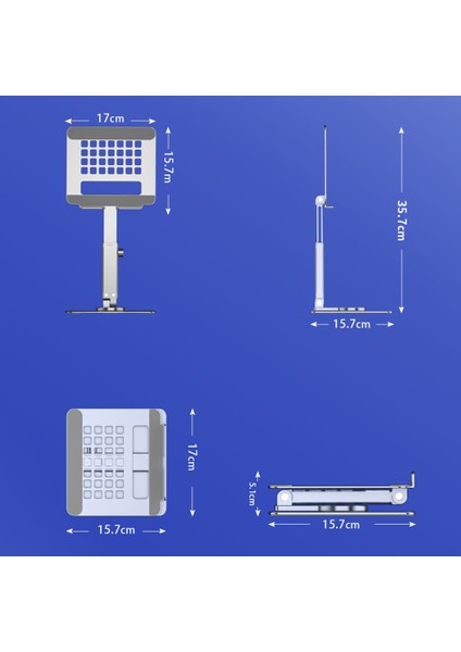 Gri 4.7-12 Inç Alüminyum Alaşımlı Tablet Tutucu Standı Katlanabilir 360 Dönen Cep Telefonu Tutucu Eller Serbest Masaüstü Tablet Tutucu iPad Için Kaymaz (Yurt Dışından)