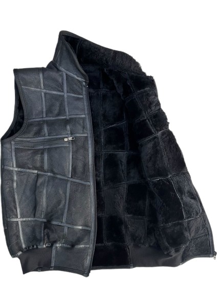 Patchwork Içi Kürk-Dışı Süet Deri Biye Yakalı Triko Detaylı Yelek fırsatları