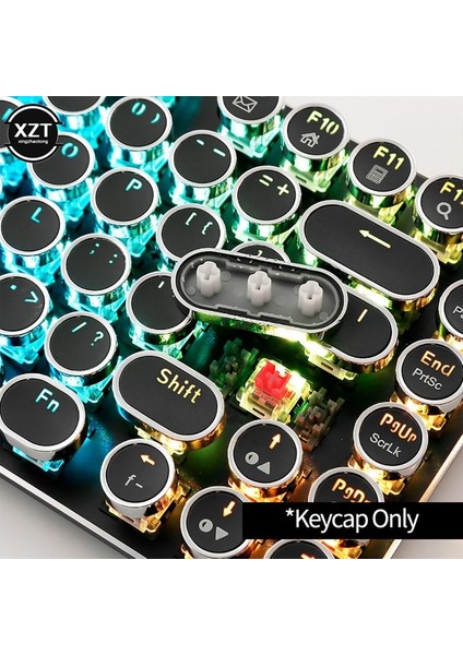Siyah 104 Adet/takım Pbt Evrensel Yuvarlak Anahtar Kapağı Keycaps Kiraz Mx Mekanik Klavye Evrensel Arkadan Aydınlatmalı Yuvarlak Tasarım (Yurt Dışından)