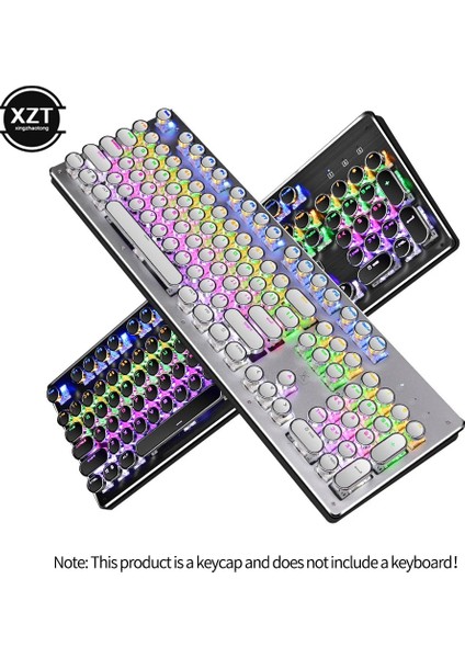 Siyah 104 Adet/takım Pbt Evrensel Yuvarlak Anahtar Kapağı Keycaps Kiraz Mx Mekanik Klavye Evrensel Arkadan Aydınlatmalı Yuvarlak Tasarım (Yurt Dışından)