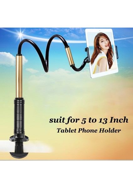 Siyah Smoyng Yatak Tablet Telefon Standı Tutucu 130 cm Ipad Tablet Için Ayarlanabilir Montaj 4 Ila 12.9 Inç Masaüstü Tablet Pc Standı Metal Destek (Yurt Dışından)