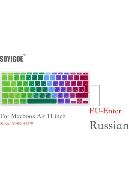 Pembe Mac Kitap Hava 11 Inç Rus Renkli Klavye Filmi Ab Silikon Klavye Koruyucu Kapak AIR11.6 A1465 A1370 Ru (Yurt Dışından)