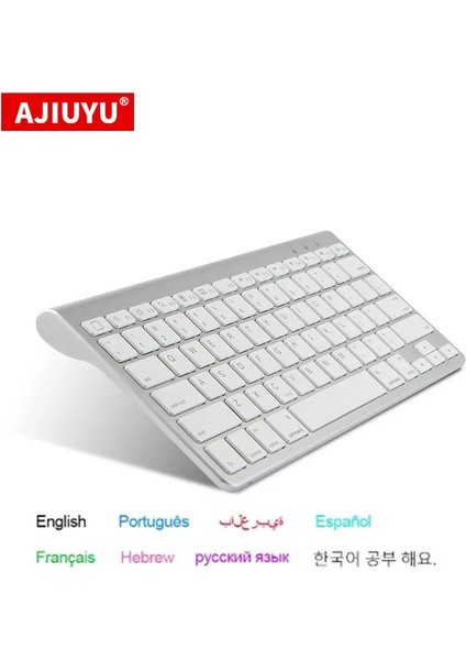 Kore Klavye Ajıuyu Bluetooth Klavye Rusça Ispanyolca Kore Ibranice Ultra Ince Taşınabilir Mini Kablosuz Klavye Dizüstü Tablet iPad Için (Yurt Dışından)