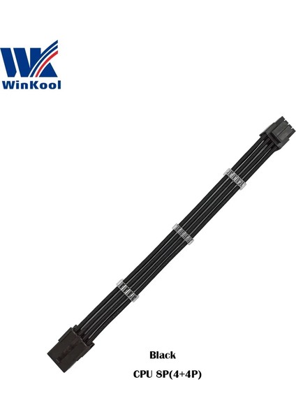 Açık Yeşil 100MM Winkool Atx Eps Cpu 8pın Dişi - Erkek 4 + 4pin 18AWG Psu Kollu Uzatma Güç Kablosu / Beyaz Siyah Kılıflı Kablo (Yurt Dışından)