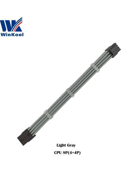 Açık Yeşil 100MM Winkool Atx Eps Cpu 8pın Dişi - Erkek 4 + 4pin 18AWG Psu Kollu Uzatma Güç Kablosu / Beyaz Siyah Kılıflı Kablo (Yurt Dışından)