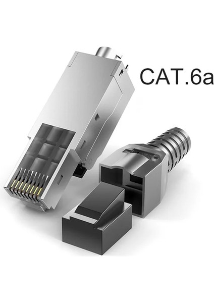 CAT6A 1 Adet Zoerax Cat8 /cat7 /CAT6A RJ45 Konnektör Fişi, Aletsiz Korumalı RJ45 Uçları, Cat8 Alan Sonlandırma Fişi - 40GBPS (Yurt Dışından)