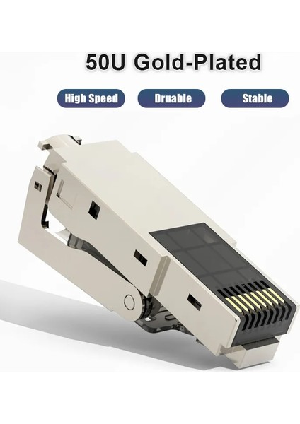 CAT6A 1 Adet Zoerax Cat8 /cat7 /CAT6A RJ45 Konnektör Fişi, Aletsiz Korumalı RJ45 Uçları, Cat8 Alan Sonlandırma Fişi - 40GBPS (Yurt Dışından)
