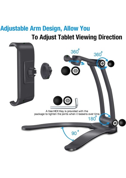 Siyah Mutfak Tablet Standı Duvar Masası Tablet Tutacağı Standı 4-10.5 Inç Genişlik Tablet Metal Braketi 4.8-8 Inç Akıllı Telefonlar Için Fit (Yurt Dışından)