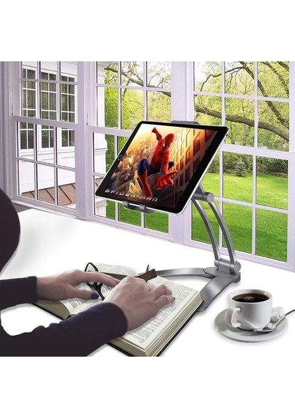Siyah Mutfak Tablet Standı Duvar Masası Tablet Tutacağı Standı 4-10.5 Inç Genişlik Tablet Metal Braketi 4.8-8 Inç Akıllı Telefonlar Için Fit (Yurt Dışından)