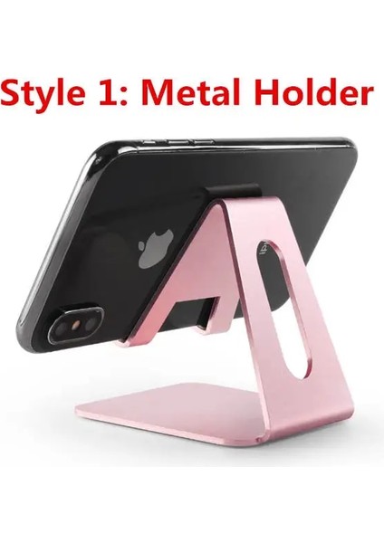 Metal Gül Altın Metal Stand Montajlı Telefon Tutucu Alüminyum Alaşımlı Kaliteli Cep Telefonu Tutucu Masa Standı Desteği Ekran Braketi Tablet Tutucu (Yurt Dışından)