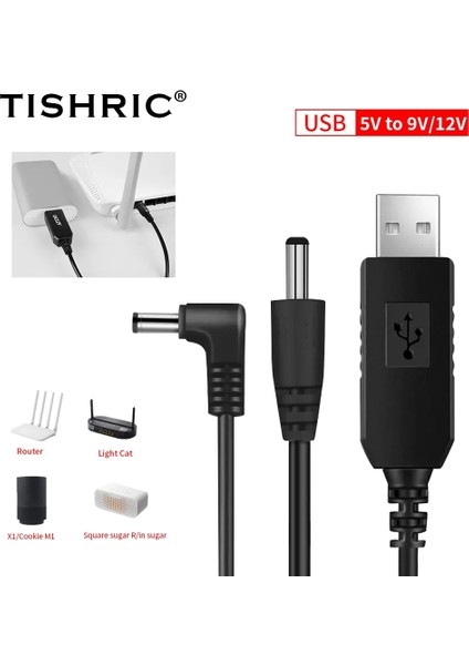 9V Düz 8 Adet Tıshrıc USB Dc Güç Kablosu 5V 12V 9V Güç Boost Hattı Adaptörü Rota Wıfı Tel USB Konektörü 2.1x5.5mm Powerbank Üzerinden (Yurt Dışından)