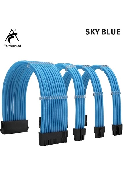 Gökyüzü Mavi Kiti C Formulamod Nck1 Serisi Psu Uzatma Kablosu Kiti, Düz Renk Kablo Katı Combo 300MM ATX24PIN PCI-E8PIN CPU8PIN Taraklı (Yurt Dışından)