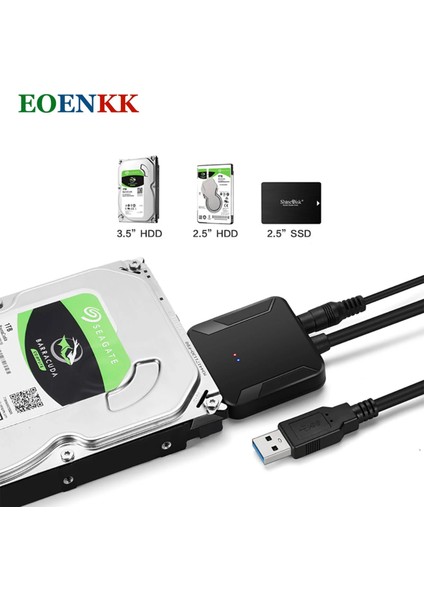 C Fişsiz Sata USB 3.0 Adaptörüne USB Sata Kablosu 6 Gbps'ye Kadar Destek 2.5 Veya 3.5 Inç Harici SSD HDD 22 Pin Sata3 Sabit Sürücü Kablosu (Yurt Dışından)