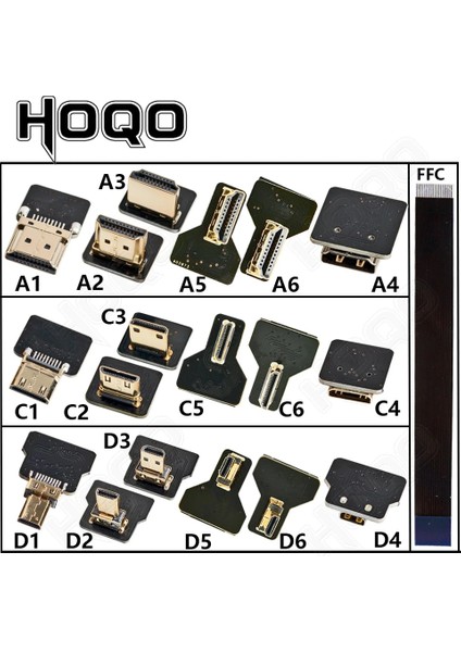 A1-C4 10 cm A1 Ultra Ince Düz Fpv HDMI Uyumlu Kablo Esnek Mini HDMI Mikro HDMI Şerit Tel 30 cm Kısa Fpc Ffc (Yurt Dışından)