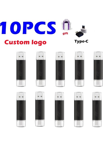 Mor Renk 10 Adet 2 GB 10 Adet/grup Özel Logo Otg Tip-C Telefon USB Sürücüsü 32 GB 16 GB 8 GB Çok Fonksiyonlu USB Flash Sürücü USB 2.0 Pendrive 4 GB USB Kalem Sürücü (Yurt Dışından)