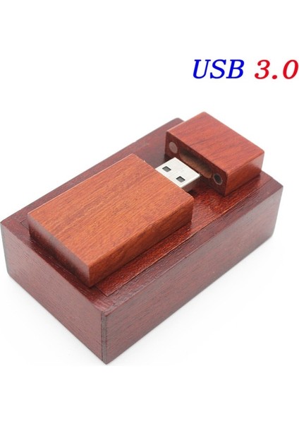 Kutu ile Gül Ağacı 64GB Jaster Ahşap Blok USB 3.0 Flash Sürücü Kırmızı Ahşap Pendrive 4gb 8gb 16GB 32GB 64GB 128GB Memory Stick U Disk Hediye (Yurt Dışından)