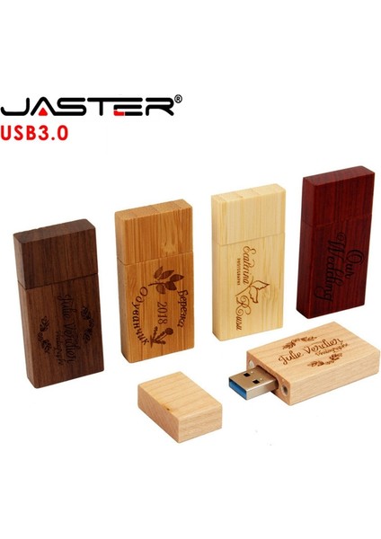 Kutu ile Gül Ağacı 64GB Jaster Ahşap Blok USB 3.0 Flash Sürücü Kırmızı Ahşap Pendrive 4gb 8gb 16GB 32GB 64GB 128GB Memory Stick U Disk Hediye (Yurt Dışından)