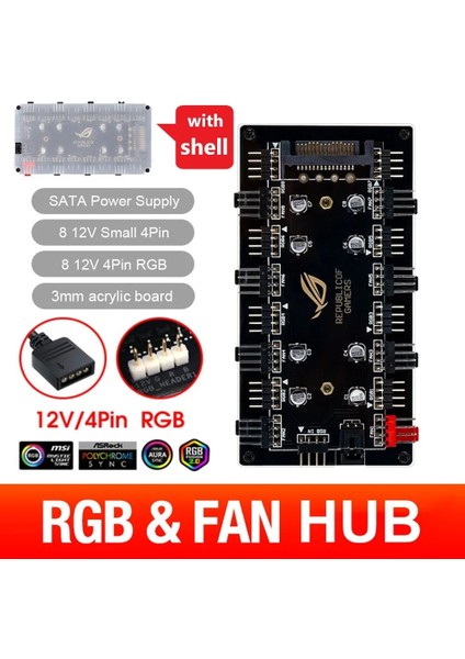 5V 3pin 5V/3 Pin Argb 4 Pin Fan Pwm Hub 1 Ila 8 Çok Yollu Splitter Pc Anakart Için LED Şerit Işık Kontrol Adaptörü Sata/4d Tarafından Desteklenmektedir (Yurt Dışından)