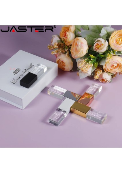 Kutu ile Siyah 32GB Jasters USB Flash Kalem Sürücü 2.0 Kristal Çubuklar Baskı Özel Logo 4gb 8gb 16GGB 32GB 64GB 128GB Şeffaf Cam Hediye Pendrive (Yurt Dışından) fırsatları