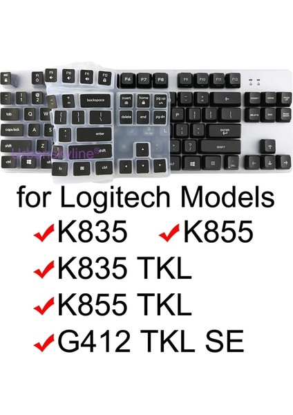 Siyah Klavye Kapağı Logitech G512 Karbon G513 G412 Se G413 Se Mekanik Logi Silikon Koruyucu Kılıf Film Şeffaf Siyah (Yurt Dışından)
