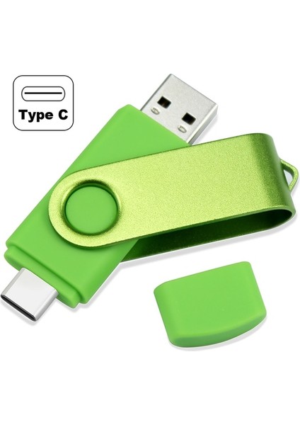 Yeşil 32GB Mavi Kırmızı Yeşil 16G 32G 64GB USB 2.0 Tip C USB Flash Sürücü Akıllı Telefon USB Sopa Mobil Sabit Disk U Disk Yazma Diski (Yurt Dışından)