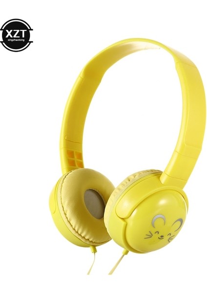 Sarı Sevimli Çocuk Kulaklıklar 3.5mm Jack 3D Stereo Müzik Kablolu Kulaklık Cep Telefonu iphone Dizüstü Hediye Için Mikrofon ile 90 ° Döndür (Yurt Dışından)