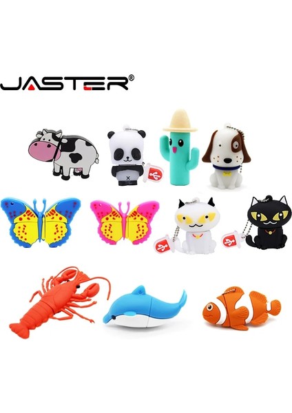 E 32GB Jaster USB Flash Sürücü Karikatür Hayvan 4gb 8gb 16GB 32GB 64GB 128GB Panda Pendriver Köpek Kelebek Memory Stick Mini U Disk Hediye (Yurt Dışından) fiyatları