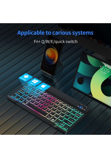 Tr Klavye Ipad Klavye Tablet Için Bluetooth Kablosuz Klavye Ipad Pro 12 9 Air 4 Ios Android Telefon Için Rusça Mini Arkadan Aydınlatmalı Klavye (Yurt Dışından)