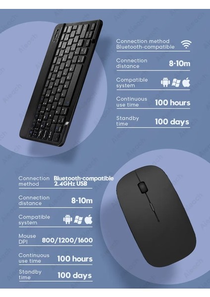Ingilizce Açık Yeşil Tablet Kablosuz Klavye iPad Samsung Xiaomi Huawei Teclado Için Bluetooth Uyumlu Klavye ve Fare Ios Android Windows Için (Yurt Dışından)