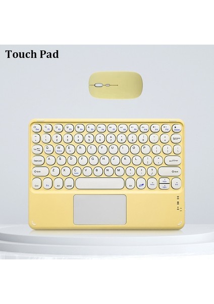 Sarı-Touchpad 10 Inç Evrensel Kablosuz Bluetooth Klavye Evrensel Bluetooth Fare iPad Android Tablet Dizüstü Akıllı Telefon (Yurt Dışından)