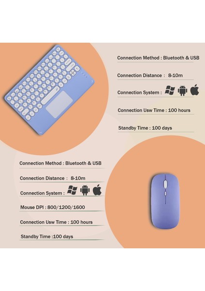 Sarı-Touchpad 10 Inç Evrensel Kablosuz Bluetooth Klavye Evrensel Bluetooth Fare iPad Android Tablet Dizüstü Akıllı Telefon (Yurt Dışından) indirimleri