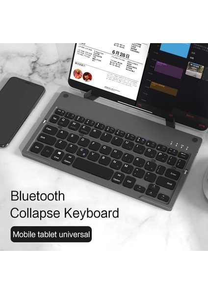 Korece Klavye Ajıuyu Mini Katlanır Bluetooth Klavye Kablosuz Klavye Standı ile Telefon Tablet Klavye Android Ios Windows iPad Xiaomi Için (Yurt Dışından)