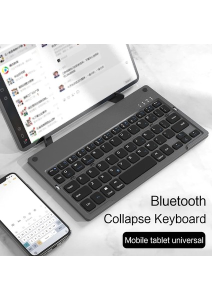 Korece Klavye Ajıuyu Mini Katlanır Bluetooth Klavye Kablosuz Klavye Standı ile Telefon Tablet Klavye Android Ios Windows iPad Xiaomi Için (Yurt Dışından)
