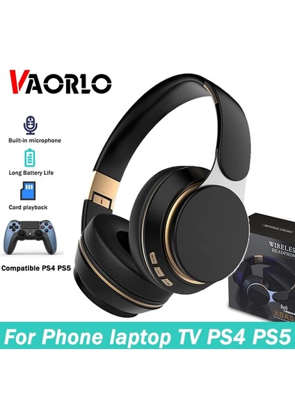 Mavi Adaptör Yok Kablosuz Kulaklık Bluetooth 5.0 Stereo Kulaklık Katlanabilir Kask Telefon Tv Dizüstü Ps4 Için Mic Destek Tf Kart ile Kulaklık (Yurt Dışından)