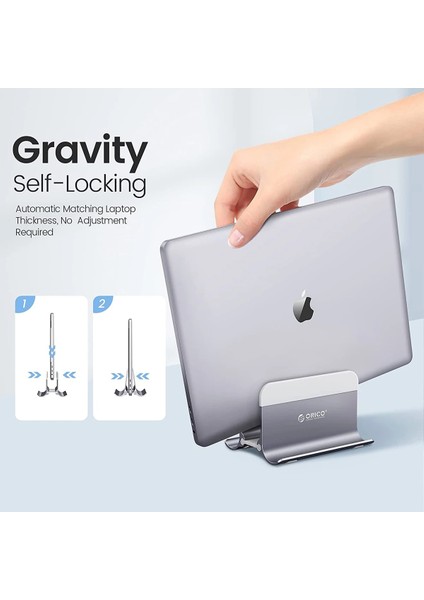 Tek Yuvalı Orıco Alüminyum Dikey Dizüstü Standı Yerçekimi Kilitleme Tutucu Masaüstü Dizüstü Standı Depolama MacBook Dell Samsung Için Tablet Standı (Yurt Dışından)