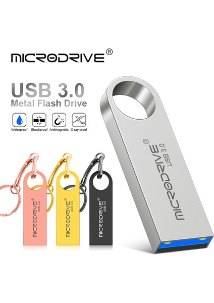 Altın 64GB Mini Metal USB 3.0 Pendrive Yüksek Hızlı Flaş USB Bellek Memory Stick 32GB 64GB 128GB Флешка USB USB Flash Sürücüler U (Yurt Dışından)
