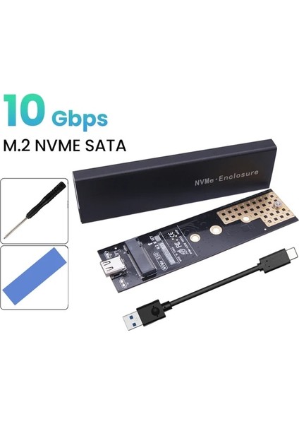 Çift PROTOKOL-10GBPS Çift Protokol M2 SSD Kasa Muhafaza Nvme Sata Ngff M.2 SSD Kutusu USB 3.1 10GBPS Harici Sabit Sürücü Için M/b + M Anahtar M.2 SSD RTL9210B (Yurt Dışından)