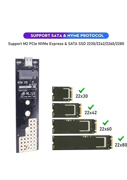 Çift PROTOKOL-10GBPS Çift Protokol M2 SSD Kasa Muhafaza Nvme Sata Ngff M.2 SSD Kutusu USB 3.1 10GBPS Harici Sabit Sürücü Için M/b + M Anahtar M.2 SSD RTL9210B (Yurt Dışından)