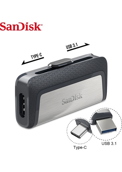 128GB Sandisk Ultra 32GB Çift Sürücülü USB Tip-C Flash Sürücü SDDDC2-32G-G46 Otg USB Flash Sürücü 128GB 64GB Usb3.1 Çubuk 150M/S Pendrive (Yurt Dışından)