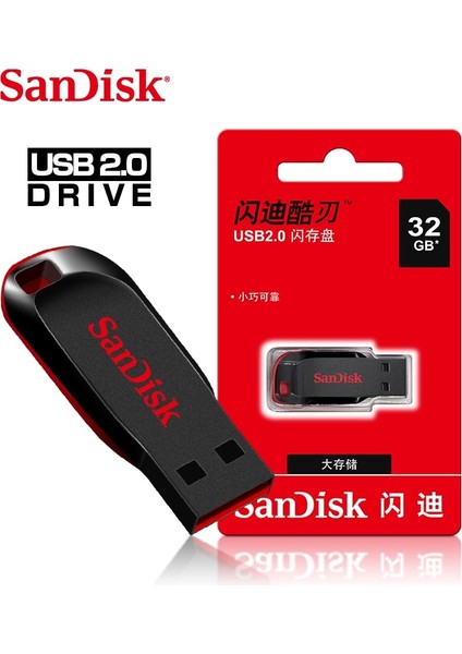 32GB CZ50 Sandisk 100% Orijinal Cruzer Blade USB Flash Sürücü 128GB 64GB 32GB 16GB Kalem Sürücü USB 2.0 Disk Pendrive Memory Stick (Yurt Dışından)
