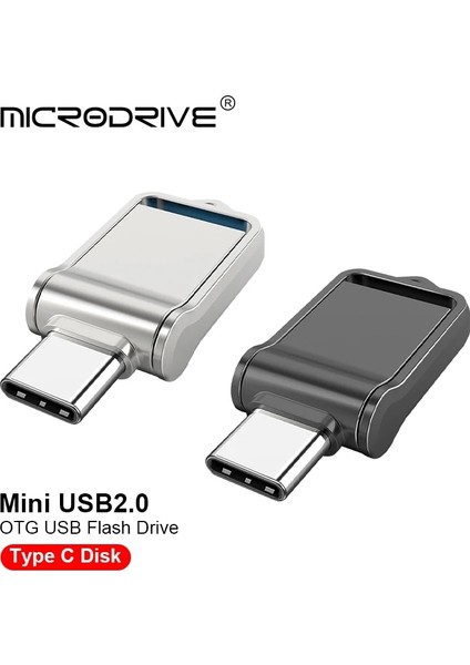 Gümüş 128GB Tip C USB 2.0 Flash Sürücü 32GB 64GB 128GB iPhone ve Android Için USB C / Usb2.0 Özel Logolu Flash Disk (Yurt Dışından)